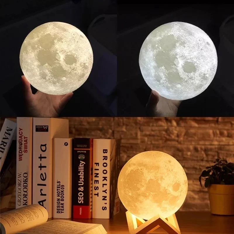 Luminária 3D Lua Cheia: Umidificador, Aromatizador e Difusor de Óleos Essenciais