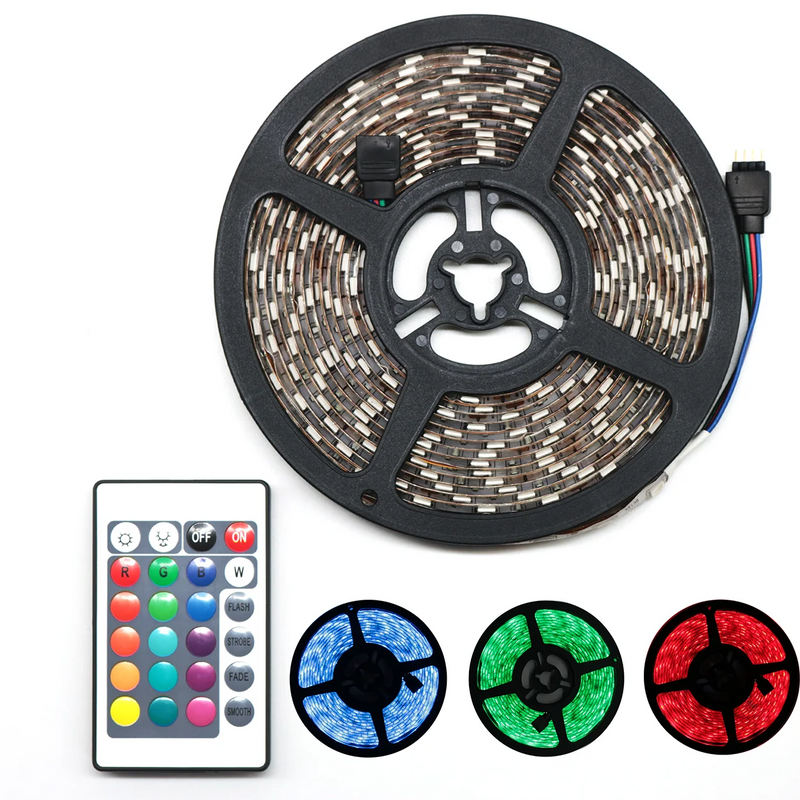 Kit Fita LED RGB 5m com Controle e Fonte Bivolt